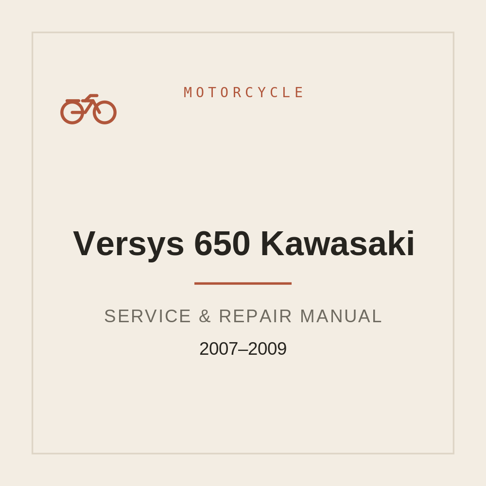 Versys 650 Kawasaki Workshop Service Manual 2007 2008 2009 — repair manual cover