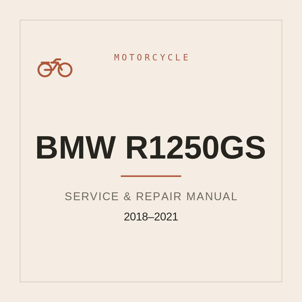 Workshop Manual for BMW R1250GS (2018-2021) — repair manual cover