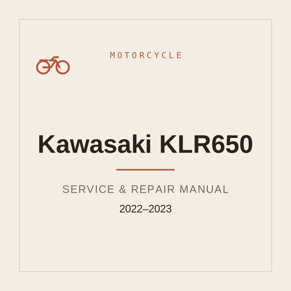 Workshop Manual for Kawasaki KLR650 (2022 2023) — repair manual cover
