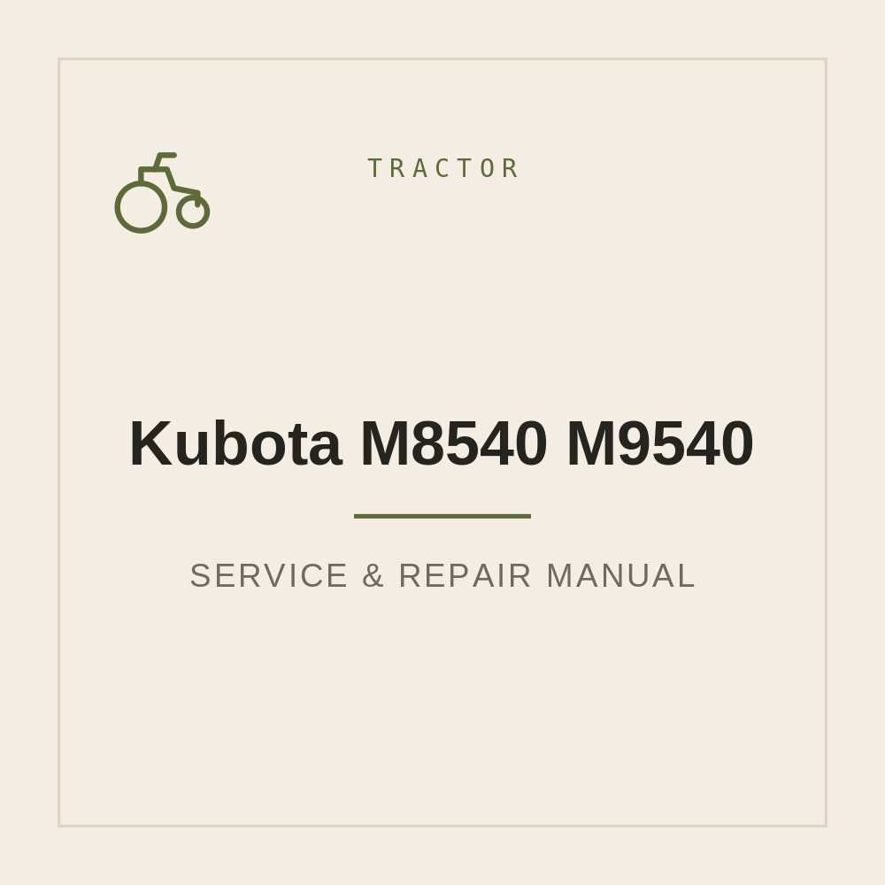 Workshop Service Kubota M8540 M9540 — repair manual cover
