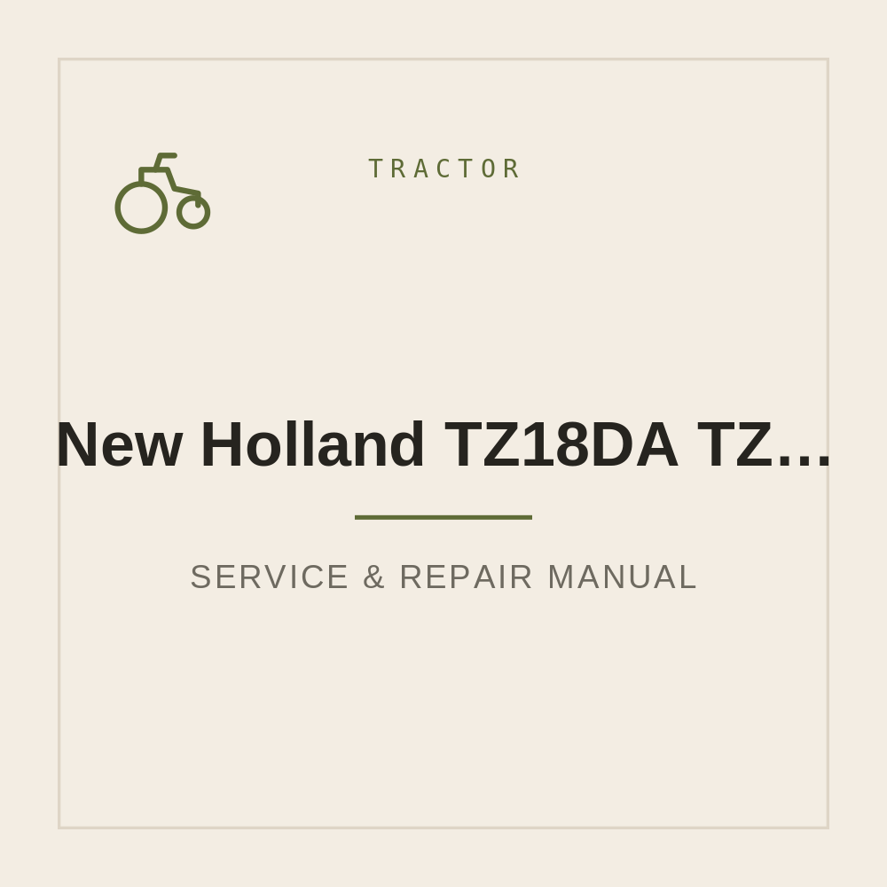 Workshop Service manual New Holland TZ18DA TZ22DA TZ24DA TZ25DA — repair manual cover