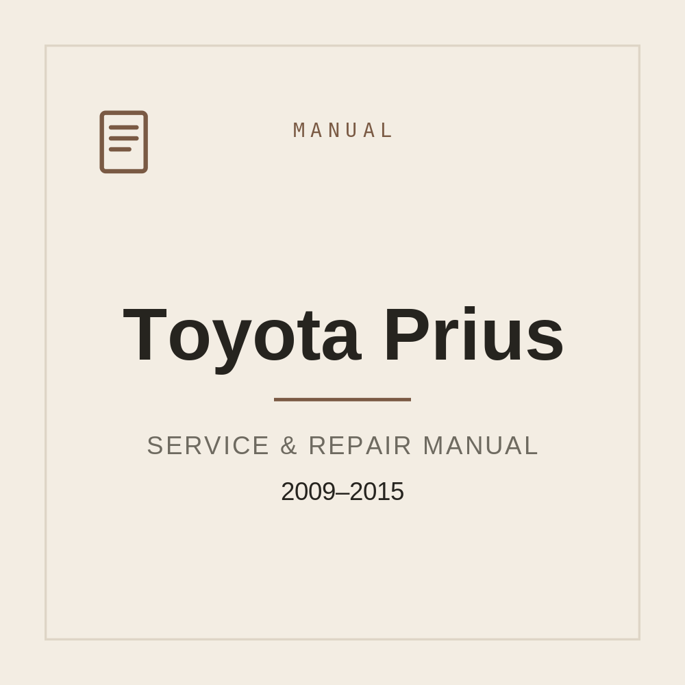 Workshop Service Manual Toyota Prius 2009-2015 — repair manual cover