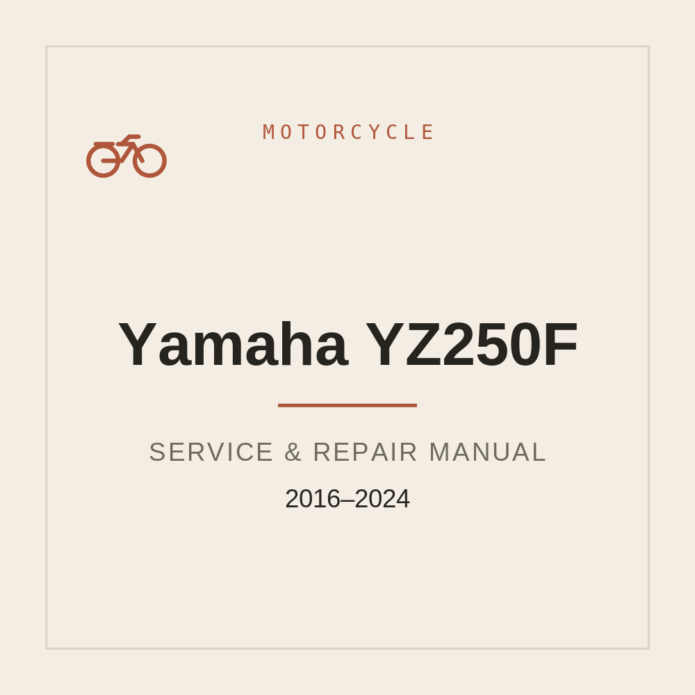 Yamaha YZ250F Workshop Service manual 2016-2024 — repair manual cover
