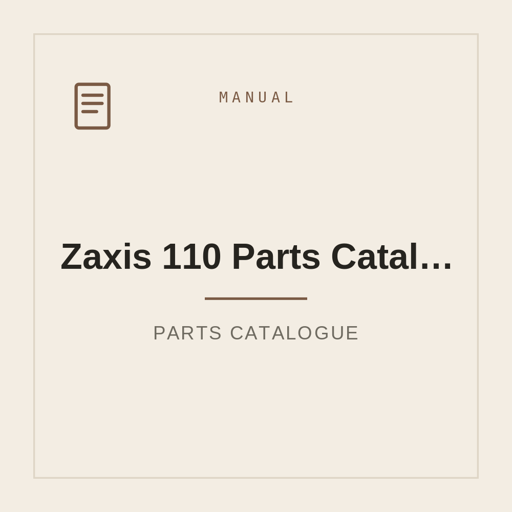 Zaxis 110 Parts Catalog Manual — repair manual cover