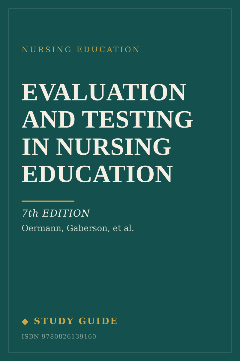 Evaluation and Testing in Nursing Education (7th Edition) study guide cover