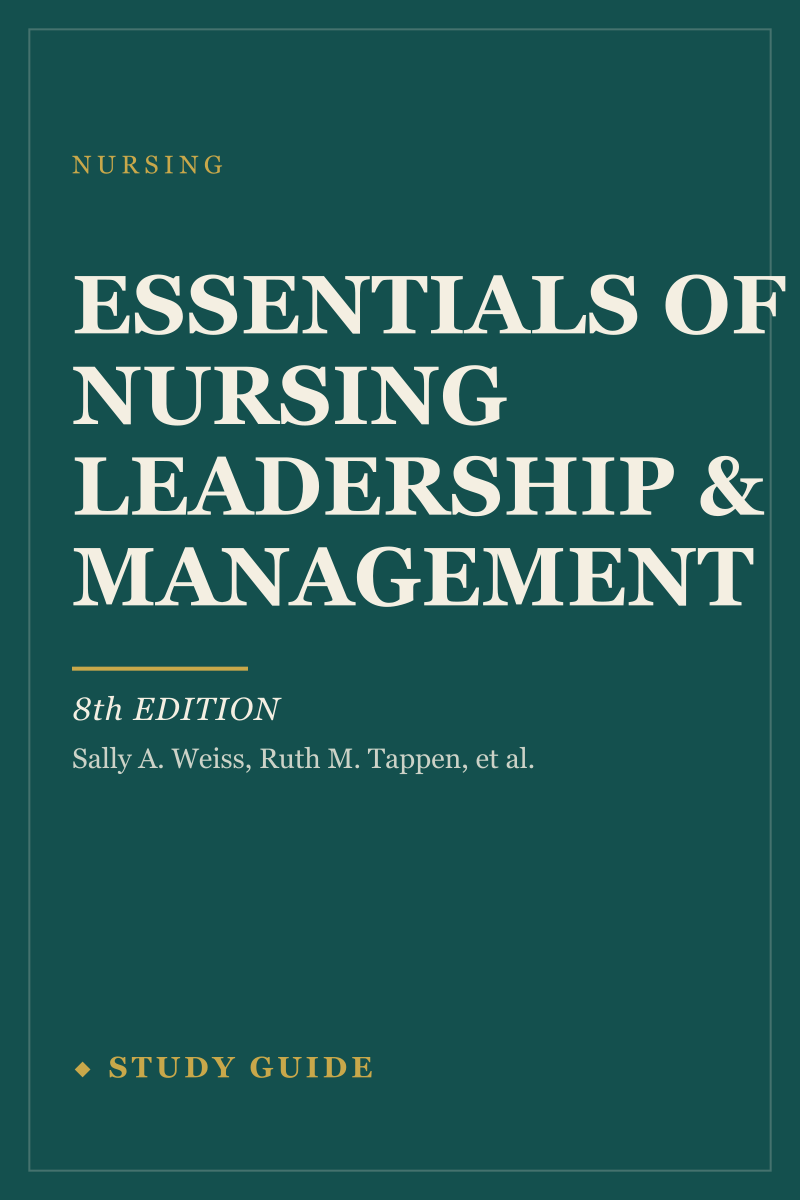 Essentials of Nursing Leadership & Management (8th Edition) study guide cover